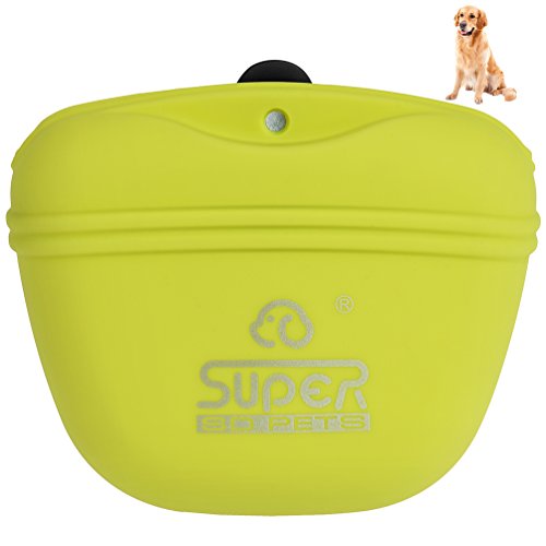 Petacc Bolso portátil de silicona para entrenamiento de perros y bolsa de tratamiento con cierre magnético y clip para la cintura Verde