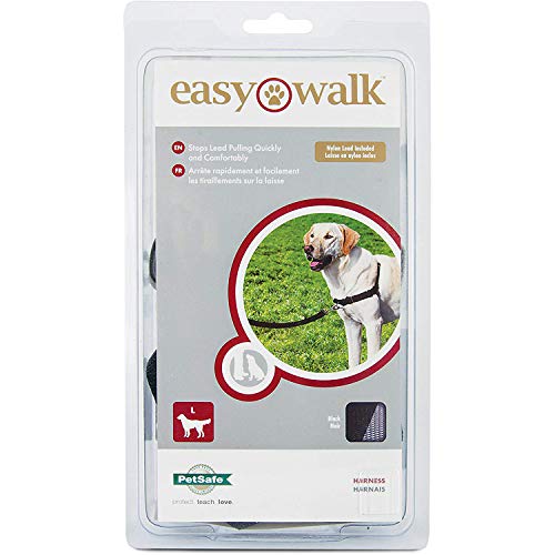 PetSafe Easy Walk Arnés para Perros, Grande, Negro/Beige, 1,8 m de Plomo