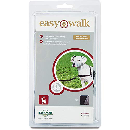 PetSafe Easy Walk Arnés para Perros, Mediano, Negro/Beige, Cable de 1,8 m
