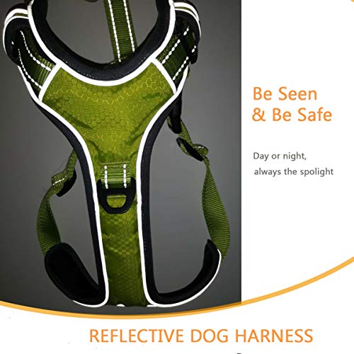 PETTOM Arnés para Perros Caminar, Arnés Pecho Antitirones Ajustable,Arnés Reflectante para Exteriores de 3M Sin tirón para Acampar Senderismo Visibilidad Nocturna