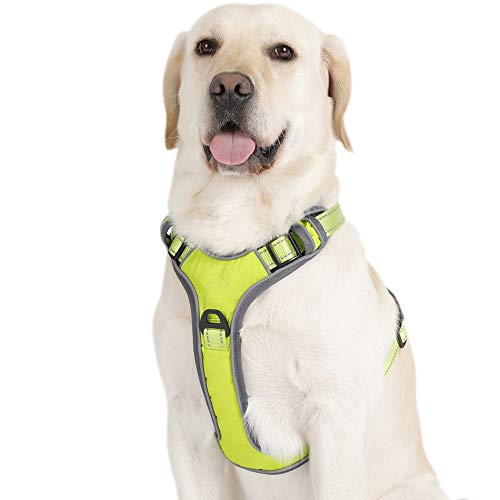 PETTOM Arnés para Perros Caminar, Arnés Pecho Antitirones Ajustable,Arnés Reflectante para Exteriores de 3M Sin tirón para Acampar Senderismo Visibilidad Nocturna