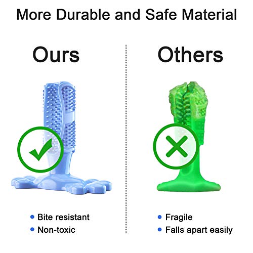 PETTOM Cepillo de Dientes para Perros Juguete para Masticar Masticable para Perros M-Size Caucho Natural Cuidado Dental para Perros Limpieza de Dientes de Perro (Fit: 10-40pounds Azul)