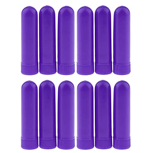 Petyoung 12 unids botella de aceite esencial de aromaterapia inhalador nasal palos DIY monocromo perfume nasal de algodón de paja tubo que huele (Color : Purple)