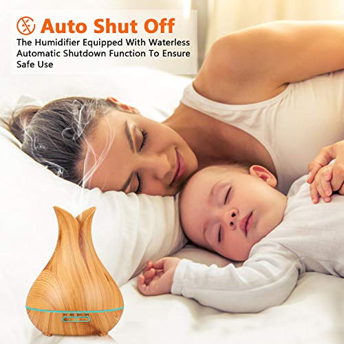 PEYOU 400ml Humidificador Aceites Esenciales, Difusor de Aromas con Control Remoto, Difusor de Aromaterapia Ultrasónico, 7-Color LED, 3-Ajuste de Tiempo Fijo, para Hogar, Oficina, Yoga