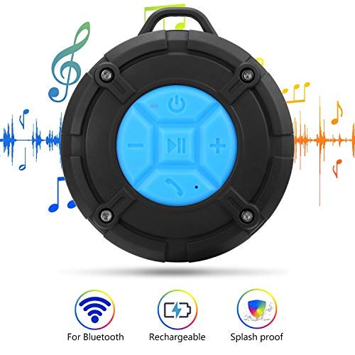 PEYOU Altavoz Bluetooth, IPX7 Impermeable Altavoz Ducha, Mini Altavoz Portatil Bluetooth 4.2 con Potente Ventosa [ Batería 400mAh ] Compatible para iPhone, iPad, Compatible para Samsung, Huawei