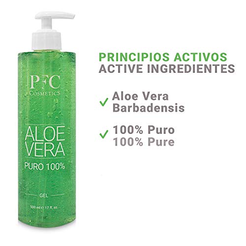 PFC Cosmetic Gel de Aloe Vera 100% Puro Loción Orgánica para y Piel Gel de Crema Hidratante Natural para Quemaduras de Sol After Sun con Aloe Barbadensis para Higiene y Cuidado Corporal Personal.