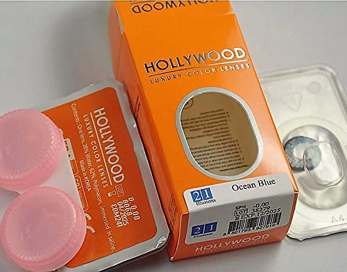 PHANTASY Eyes® HOLLYWOOD Lentillas de color natural (TOPAZ AZUL) 1 par (2 PIEZAS) - sin dioptrías + INCLUYE ESTUCHE GRATIS