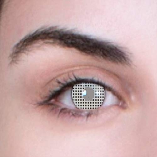 PHANTASY Eyes® Lentes de contacto de color - Halloween Crazy lens (WHITE MESH) ropa de fiesta anual, sin dioptrías: cómodos de usar e ideales para Halloween o Carnaval. + funda de lentes gratis