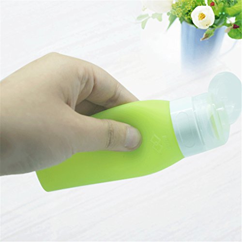 PhantomSky 4 Paquete de Botellas de Silicona de Viaje Conjunto, Anti-Fugas Rellenable Compresible Silicona Botellas de Viaje para Champú, Crema de Baño, Loción, Libre de BPA, FDA Aprobado (80 ml)