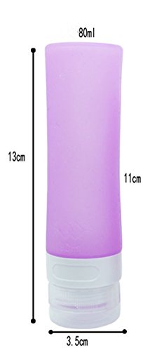 PhantomSky 4 Paquete de Botellas de Silicona de Viaje Conjunto, Anti-Fugas Rellenable Compresible Silicona Botellas de Viaje para Champú, Crema de Baño, Loción, Libre de BPA, FDA Aprobado (80 ml)