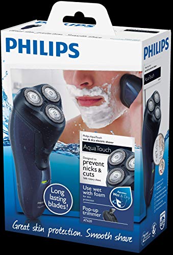 Philips AT620/14 Aqua Touch - Afeitadora Eléctrica Wet & Dry, Negro/Azul