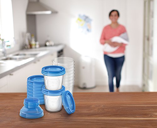 Philips Avent - Set de recipientes para leche materna (10 recipientes + 10 tapas + 2 adaptadores)