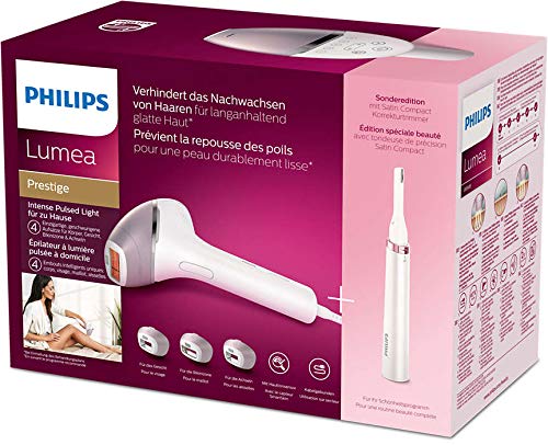 Philips bri949/00 Lumea Prestige IPL dispositivo con 4 accesorios para cuerpo, cara, zona del bikini y axilas y 1 recortador de precisión