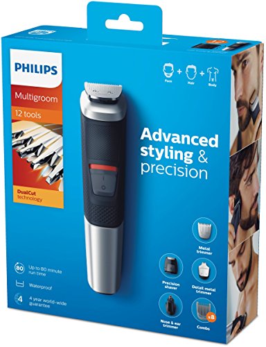 Philips MG5740/15 12 en 1 - Recortadora Todo en Uno: para Barba, Pequeños Detalles, Vello, Nariz y Orejas, CortaPelos, Depiladora Corporal, Cara, Cuerpo, Cabeza