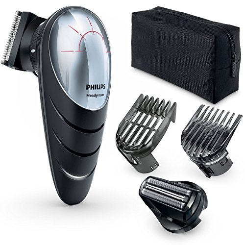 Philips QC5580/32 - Cortapelos con cabezal con giro de 180º para un mejor alcance. Incluye cabezal de corte con peine de 14 posiciones y cabezal de afeitado, red + recargable, negro