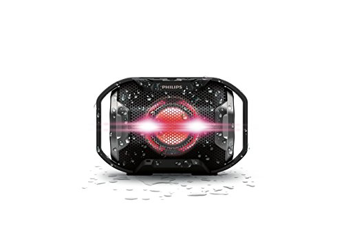Philips SB300B/00 - Altavoz Bluetooth portátil inalámbrico (Luces LED, a Prueba de Agua IPX7 y Golpes, LED Multicolor), Negro