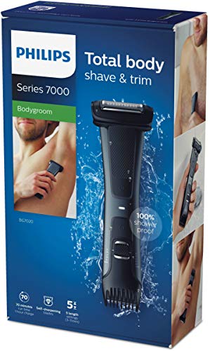 Philips Serie 7000 BG7020/15 - Afeitadora corporal con cabezal de recorte y de afeitado, apta para la ducha, 70 minutos de uso