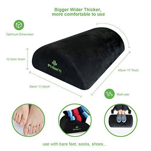 PHILORN Reposapiés Debajo del Escritorio, Cojín Reposapies, Almohada para los Pies Ergonómico Antideslizante con Espuma Suave de Alta Densidad, Alivie Las Piernas, la Cadera, los Muslos en la Oficina