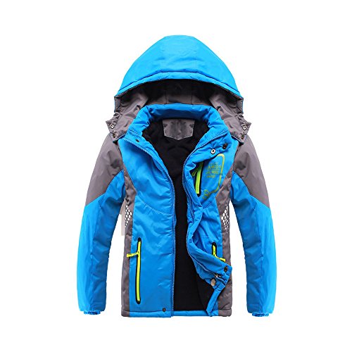 Phorecys - Chaqueta de invierno acolchada y gruesa con capucha para niño azul 5-6 Años