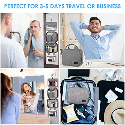 PHYSEN Neceser de Viaje Para Colgar, Neceser Impermeable con Asa, Organizador de Maquillaje con 4 Compartimentos y 1 Gancho Estable Para Mujeres, Hombres, Viajes, Almacenamiento en Casa