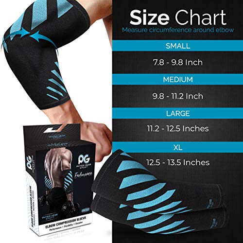 Physix Gear Sport Coderas Deportivas de Neopreno, Las Mejores Coderas epicondilitis para Hombre y Mujer, Coderas para tendinitis, Codo Golfista y Codo tenista, 1 Pack, M, Azul/Negro