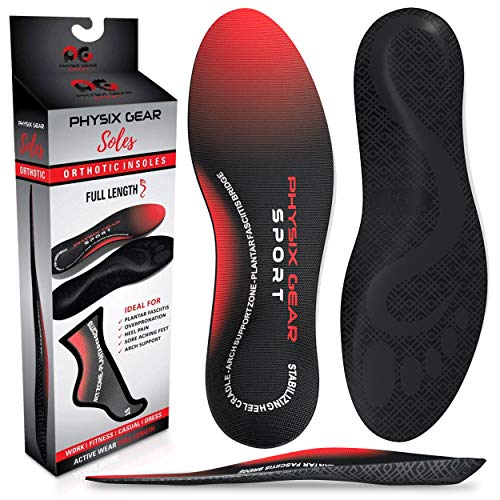 Physix Gear Sport Plantillas Fascitis Plantar, la Mejor Plantilla ortopédica para Arco Plantar, Plantillas Trabajo o Plantillas para Zapatillas, Plantillas ortopédicas para Fascitis Plantar, 1 par, M