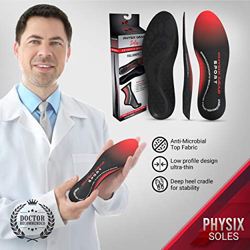 Physix Gear Sport Plantillas Fascitis Plantar, la Mejor Plantilla ortopédica para Arco Plantar, Plantillas Trabajo o Plantillas para Zapatillas, Plantillas ortopédicas para Fascitis Plantar, 1 par, M