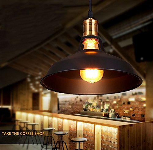PIANUO - Lámpara de techo industrial vintage, lámpara colgante de techo, fácil instalación, color negro