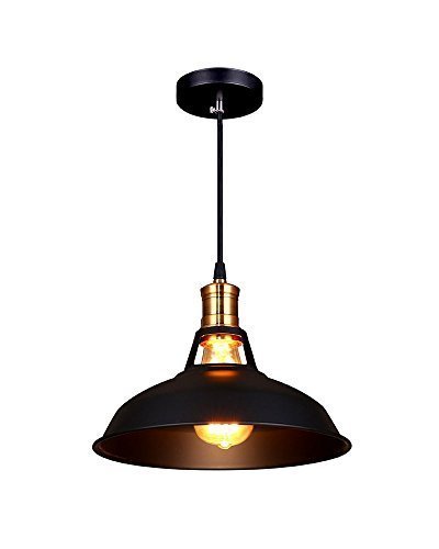 PIANUO - Lámpara de techo industrial vintage, lámpara colgante de techo, fácil instalación, color negro