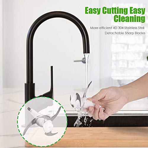 Picadora de Acero Inoxidable, Homgeek Trituradora de Alimentos de 300 vatios, Modo de 2 Velocidades, 1.8L de Gran Capacidad, Hoja Ajustable 4D, Sin BPA, Negro