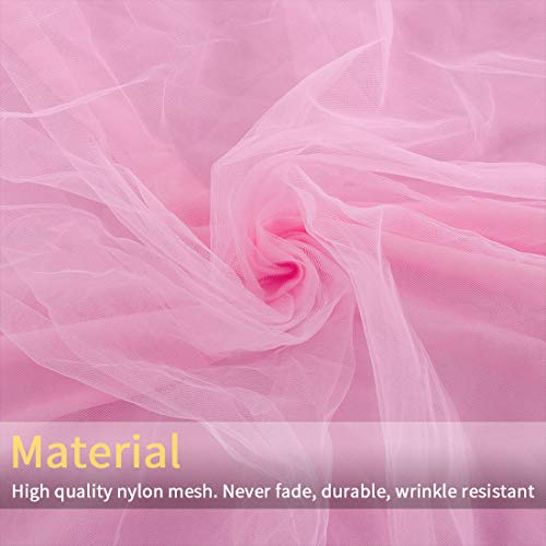 PiccoCasa - Falda de mesa de tul rosa para mesas rectangulares de 1,8 m, para fiesta de cumpleaños, boda, decoración de mesa mullida de 76 x 182 cm