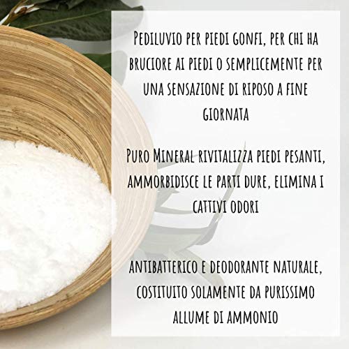 Piedra de Alumbre de Potasio en Polvo Puro Mineral - 100% natural - Pediluvio Refrescante y Tonificante - ideal para preparar un baño relajante - Remedio contra callos y durezas