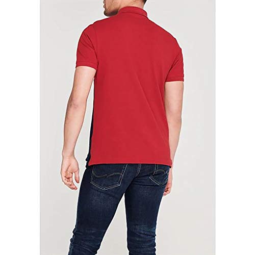 Pierre Cardin - New Season - Polo de piqué para hombre, 100% algodón, corte y costura, con cuello de piqué, con bordado de la firma rojo/azul marino XL