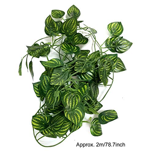 PietyPet 20 Piezas Reptiles Lagartija Decoración del hábitat, Dragon Barbudo Hamaca Hamaca Reptil con Enredaderas Artificiales y Plantas para Camaleón, lagartos, Gecko, Serpientes, Ranas, Tortuga