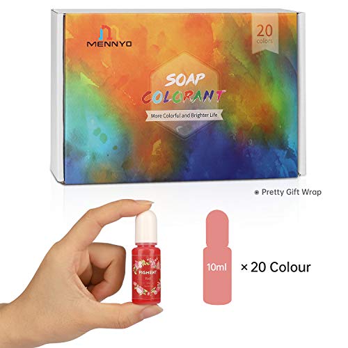 Pigmento para Resina Epoxi, Colorante Jabones 10ml*20 Colores - MENNYO Tinte natural líquido para Kit Hacer Velas, Fabrica Slime, Bomba de Baño, Pintura, DIY Manualidades