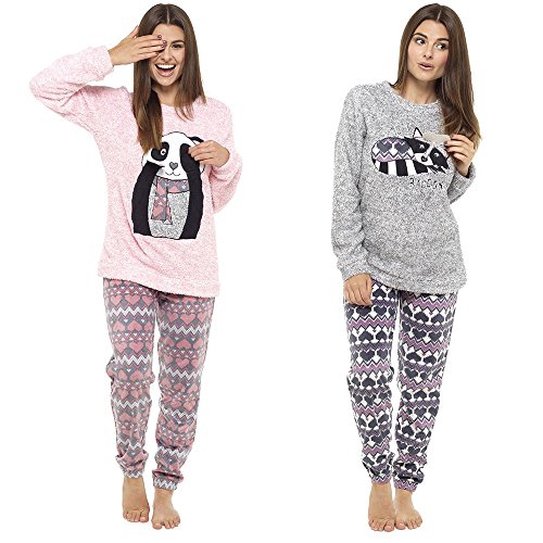 Pijama de Pijamas cómodos Pijamas Snuggle Pijamas cálidos Pijama Twosie Set | Desgaste salón Suave para Las Mujeres para Las Mujeres (L, Koala Gris)