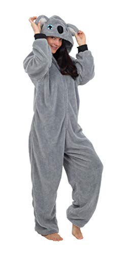 Pijama Entero Mujer con Unicornios Koala Perro Gato Koala Dinosaurio Pijamas de Animales Onesie Todo en Uno (S, Koala Gris)