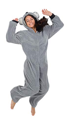 Pijama Entero Mujer con Unicornios Koala Perro Gato Koala Dinosaurio Pijamas de Animales Onesie Todo en Uno (S, Koala Gris)