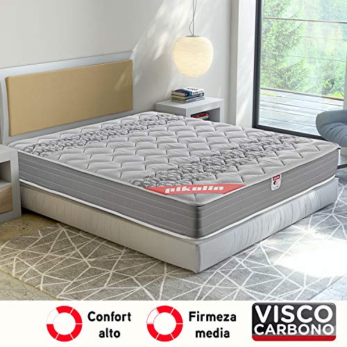 Pikolin Egeo - Colchón viscoelástico carbono de gama alta, máxima calidad y confort, firmeza media, altura 24 cm, 150 x 200 cm
