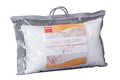 Pikolin Home - Almohada de fibra para bebé, antiácaros, funda 100% algodón, firmeza media, 30x50cm, altura 8cm (Todas las medidas)