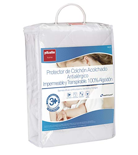 Pikolin Home - Cubre colchón acolchado, antialérgico (antiácaros, bacterias y moho), impermeable, 60x120cm (Todas las medidas)