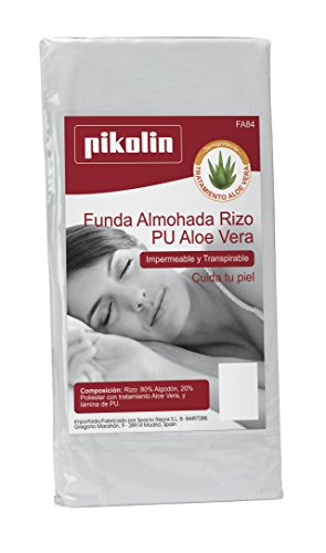Pikolin Home - Funda de almohada rizo Aloe Vera, impermeable y transpirable, 40x70cm (Todas las medidas)