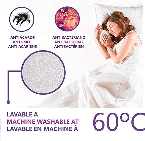 PIMPAM Factory Protector de Colchón Impermeable de Algodón, Transpirable y Antiácaros, Funda Cubre Colchón, Cubrecolchon para Cama, Fabricado en España. 90x190/200 cm