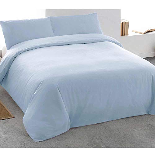PimpamTex – Juego de Fundas para Edredón y Almohada 100% Algodón, Fundas nórdicas y Fundas de Almohada Disponibles en Diferentes tamaños y Estampados – (240_x_220_cm, Tintura Celeste)