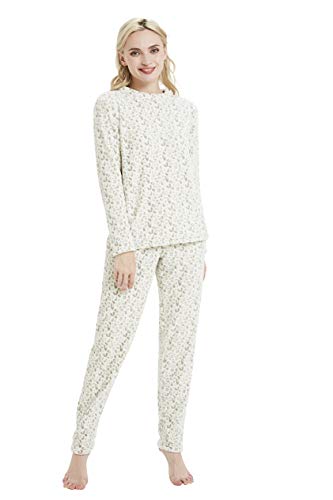 PimpamTex – Pijama Coralina de Mujer Otoño-Invierno de Manga Larga Polar Calentito con Tacto Suave – (M, Mozambique Beige)
