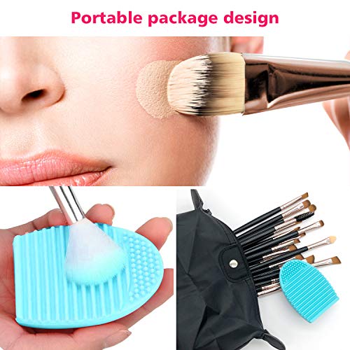 pinceles maquillaje, set de brochas de maquillaje, para base polvos, rubor, corrector, sombra de ojos, con bolso negro y limpiador de cepillo (20 piezas-blanco)