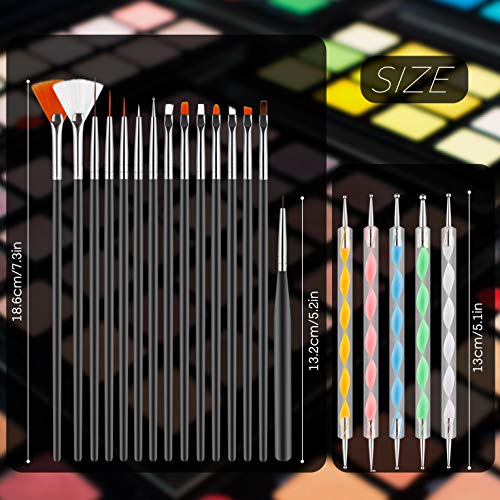 Pinceles para Uñas Acrilicas Profesional Nail Art Cepillo Manicura de Pinceles para Diseño de Uñas 15 pz Negro Pinceles 5 pz Pluma Taladro