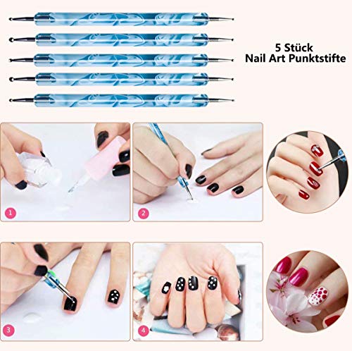 Pinceles para Uñas, Deesospro® 20pcs Manicure Pedicure Beauty Painting Polish Brush and Dotting Pen Tool Set for Natural, False, Acrylic and Gel Nails