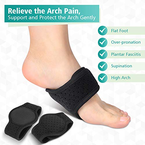 PINCOU Soporte de arco para fascitis plantar, 1 par de plantillas ortopédicas antideslizantes para fascitis plantar, soporte de arco de silicona con compresión para pie plano