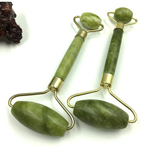 PiniceCore Doble Rodillo Cabeza Verde Jade elíptica Cara del Massager del Ojo Cuello Facial Cara Delgada Que Adelgaza Cuidado médico filetea el Top de la Belleza de Venta
